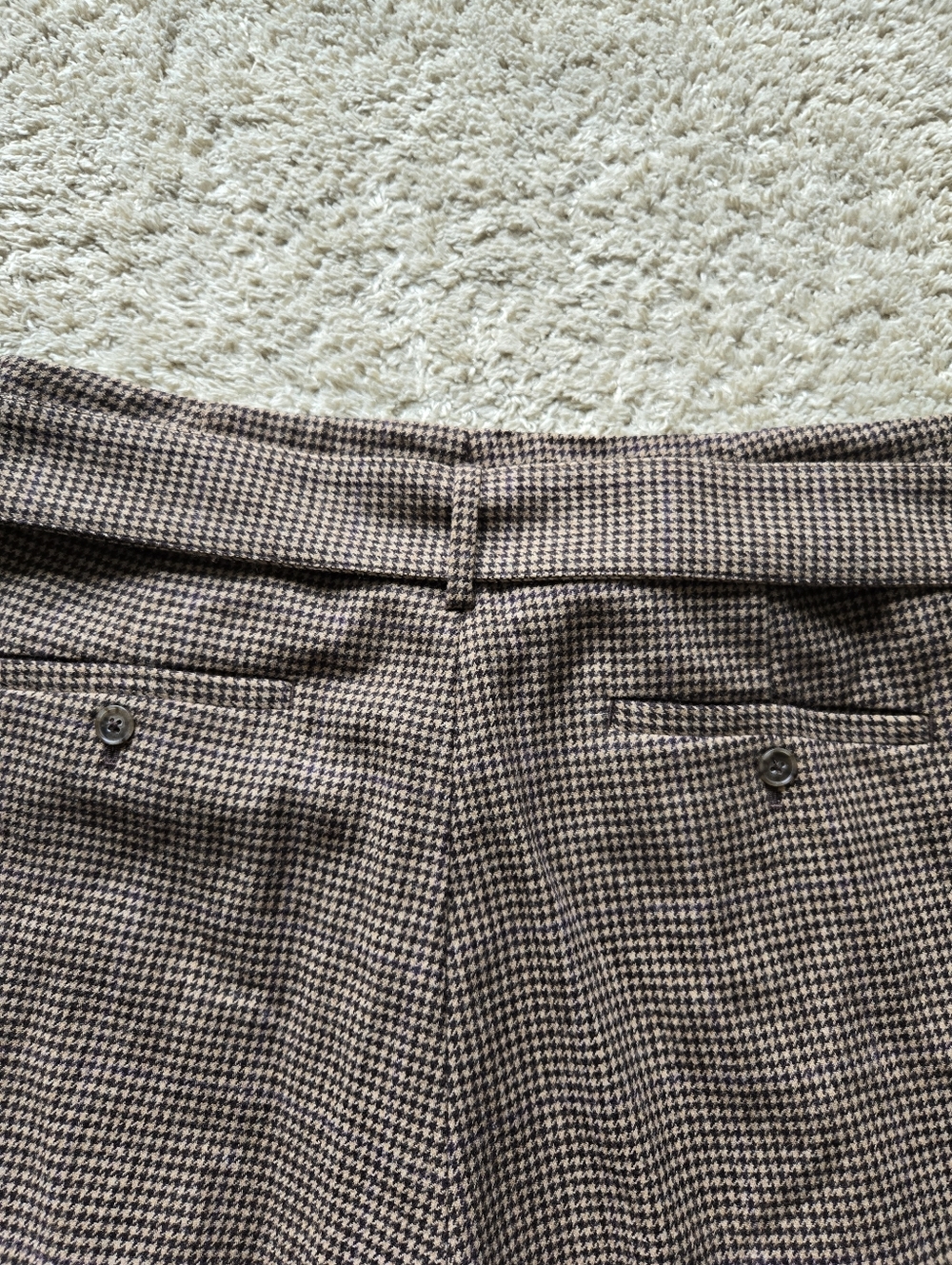 Polo Ralph Lauren Wool Blend Wide Leg Pants Womens 14 Brown Houdstooth Belted - Picture 5 of 12